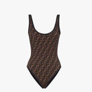 Brand New Fendi Brown Lycra Swimsuit with Fendi Bag (never worn)